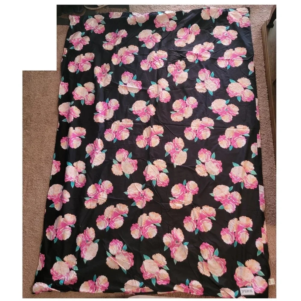 PINK Victorias Secret TWIN Duvet Cover Black Pink Roses Floral